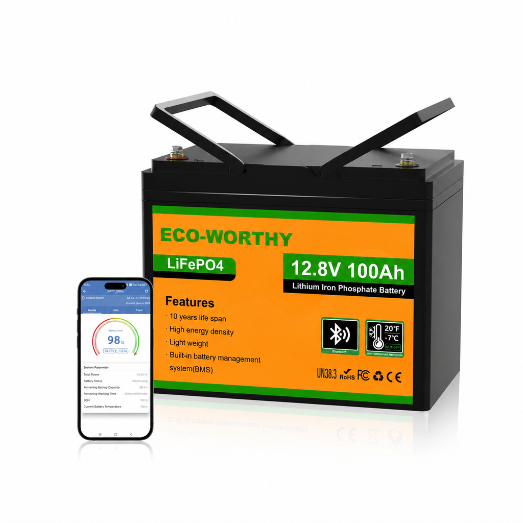 ECO-WORTHY 12V 100AH LiFePO4 Batterie